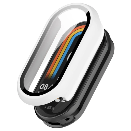 Etui ze szkłem do zegarka Bizon Case+Glass Watch do Xiaomi Smart Band 10 białe