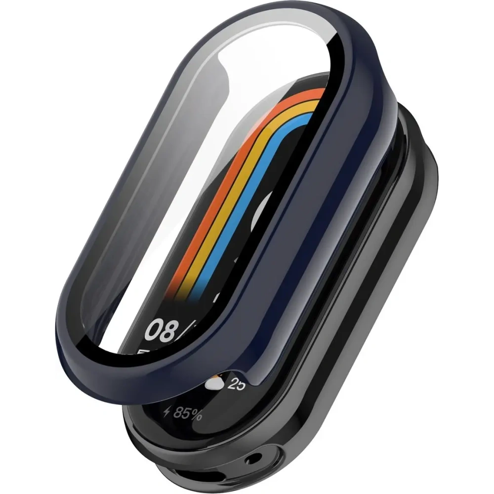 Etui ze szkłem do zegarka Bizon Case+Glass Watch do Xiaomi Smart Band 10 niebieskie