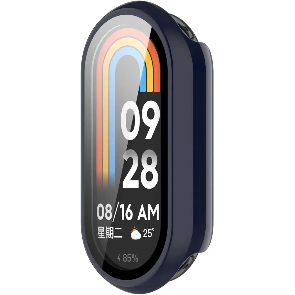 Etui ze szkłem do zegarka Bizon Case+Glass Watch do Xiaomi Smart Band 10 niebieskie