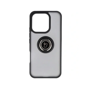 Etui z uchwytem na palec Bizon Case Hybrid Ring do Honor 400 Lite przydymione z czarną ramką