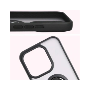Etui z uchwytem na palec Bizon Case Hybrid Ring do Honor 400 Lite przydymione z czarną ramką