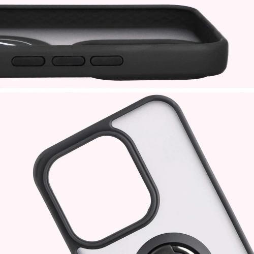 Etui z uchwytem na palec Bizon Case Hybrid Ring do Honor 400 Lite przydymione z czarną ramką