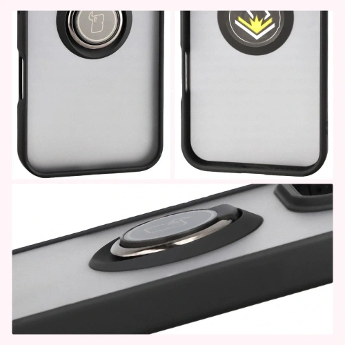 Etui z uchwytem na palec Bizon Case Hybrid Ring do Honor 400 Lite przydymione z czarną ramką