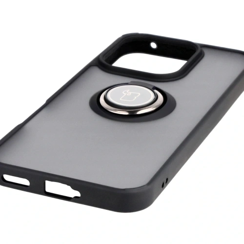 Etui z uchwytem na palec Bizon Case Hybrid Ring do Honor 400 Lite przydymione z czarną ramką