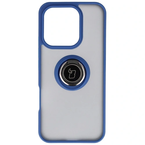 Etui z uchwytem na palec Bizon Case Hybrid Ring do Honor 400 Lite przydymione z granatową ramką