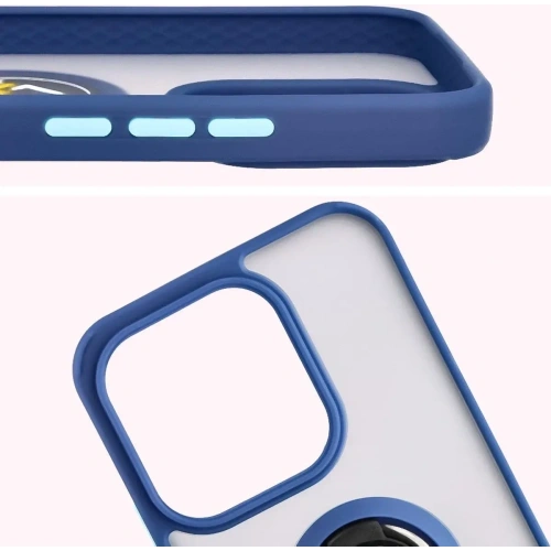 Etui z uchwytem na palec Bizon Case Hybrid Ring do Honor 400 Lite przydymione z granatową ramką