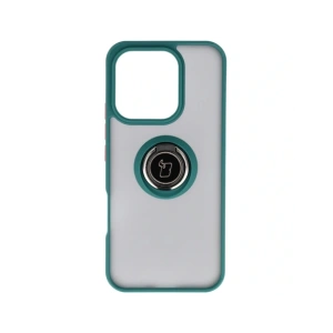 Etui z uchwytem na palec Bizon Case Hybrid Ring do Honor 400 Lite przydymione z ciemnozieloną ramką