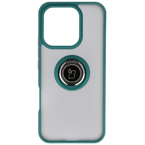 Etui z uchwytem na palec Bizon Case Hybrid Ring do Honor 400 Lite przydymione z ciemnozieloną ramką