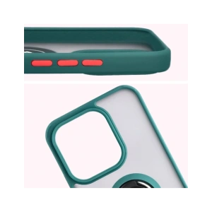 Etui z uchwytem na palec Bizon Case Hybrid Ring do Honor 400 Lite przydymione z ciemnozieloną ramką