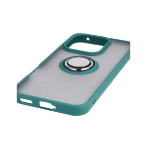 Etui z uchwytem na palec Bizon Case Hybrid Ring do Honor 400 Lite przydymione z ciemnozieloną ramką