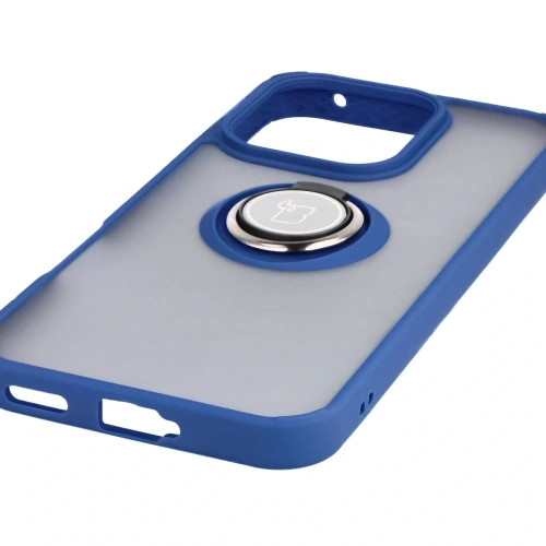 Etui z uchwytem na palec Bizon Case Hybrid Ring do Honor 400 Lite przydymione z granatową ramką