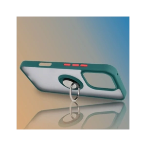 Etui z uchwytem na palec Bizon Case Hybrid Ring do Honor 400 Lite przydymione z ciemnozieloną ramką