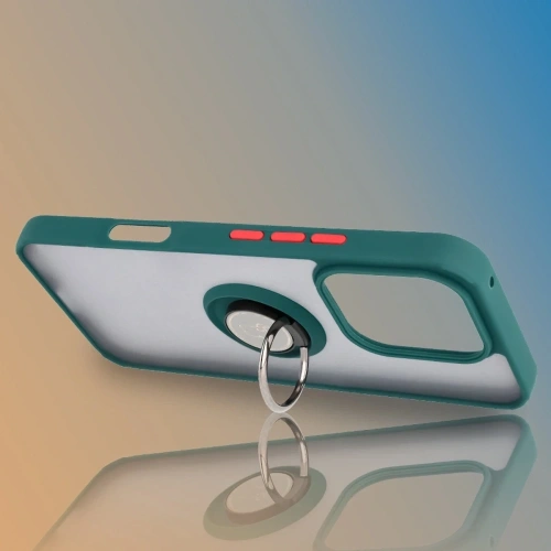 Etui z uchwytem na palec Bizon Case Hybrid Ring do Honor 400 Lite przydymione z ciemnozieloną ramką