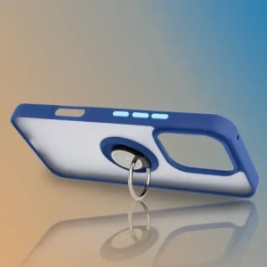 Etui z uchwytem na palec Bizon Case Hybrid Ring do Honor 400 Lite przydymione z granatową ramką