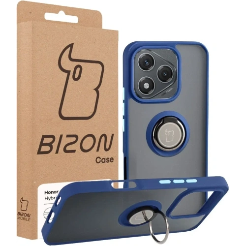 Etui z uchwytem na palec Bizon Case Hybrid Ring do Honor 400 Lite przydymione z granatową ramką