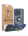 Etui z uchwytem na palec Bizon Case Hybrid Ring do Honor 400 Lite przydymione z granatową ramką