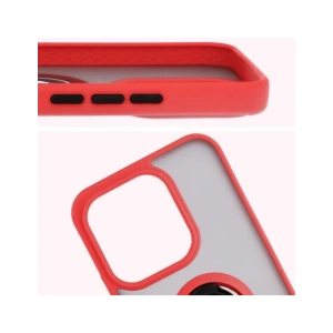 Etui z uchwytem na palec Bizon Case Hybrid Ring do Honor 400 Lite przydymione z czerwoną ramką