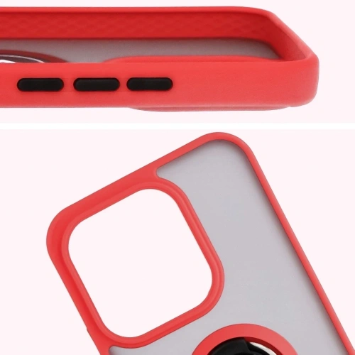 Etui z uchwytem na palec Bizon Case Hybrid Ring do Honor 400 Lite przydymione z czerwoną ramką