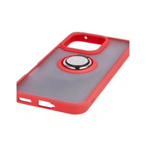 Etui z uchwytem na palec Bizon Case Hybrid Ring do Honor 400 Lite przydymione z czerwoną ramką