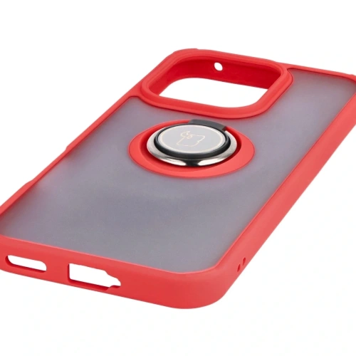 Etui z uchwytem na palec Bizon Case Hybrid Ring do Honor 400 Lite przydymione z czerwoną ramką