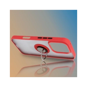 Etui z uchwytem na palec Bizon Case Hybrid Ring do Honor 400 Lite przydymione z czerwoną ramką