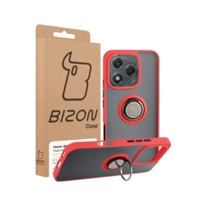 Etui z uchwytem na palec Bizon Case Hybrid Ring do Honor 400 Lite przydymione z czerwoną ramką