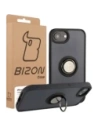 Etui z uchwytem na palec Bizon Case Hybrid Ring do Apple iPhone 16e przydymione z czarną ramką