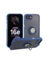 Etui z uchwytem na palec Bizon Case Hybrid Ring do Apple iPhone 16e przydymione z granatową ramką