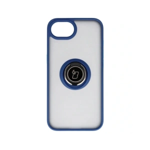 Etui z uchwytem na palec Bizon Case Hybrid Ring do Apple iPhone 16e przydymione z granatową ramką