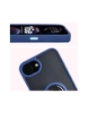 Etui z uchwytem na palec Bizon Case Hybrid Ring do Apple iPhone 16e przydymione z granatową ramką