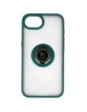 Etui z uchwytem na palec Bizon Case Hybrid Ring do Apple iPhone 16e przydymione z ciemnozieloną ramką