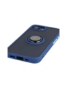 Etui z uchwytem na palec Bizon Case Hybrid Ring do Apple iPhone 16e przydymione z granatową ramką