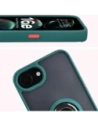 Etui z uchwytem na palec Bizon Case Hybrid Ring do Apple iPhone 16e przydymione z ciemnozieloną ramką
