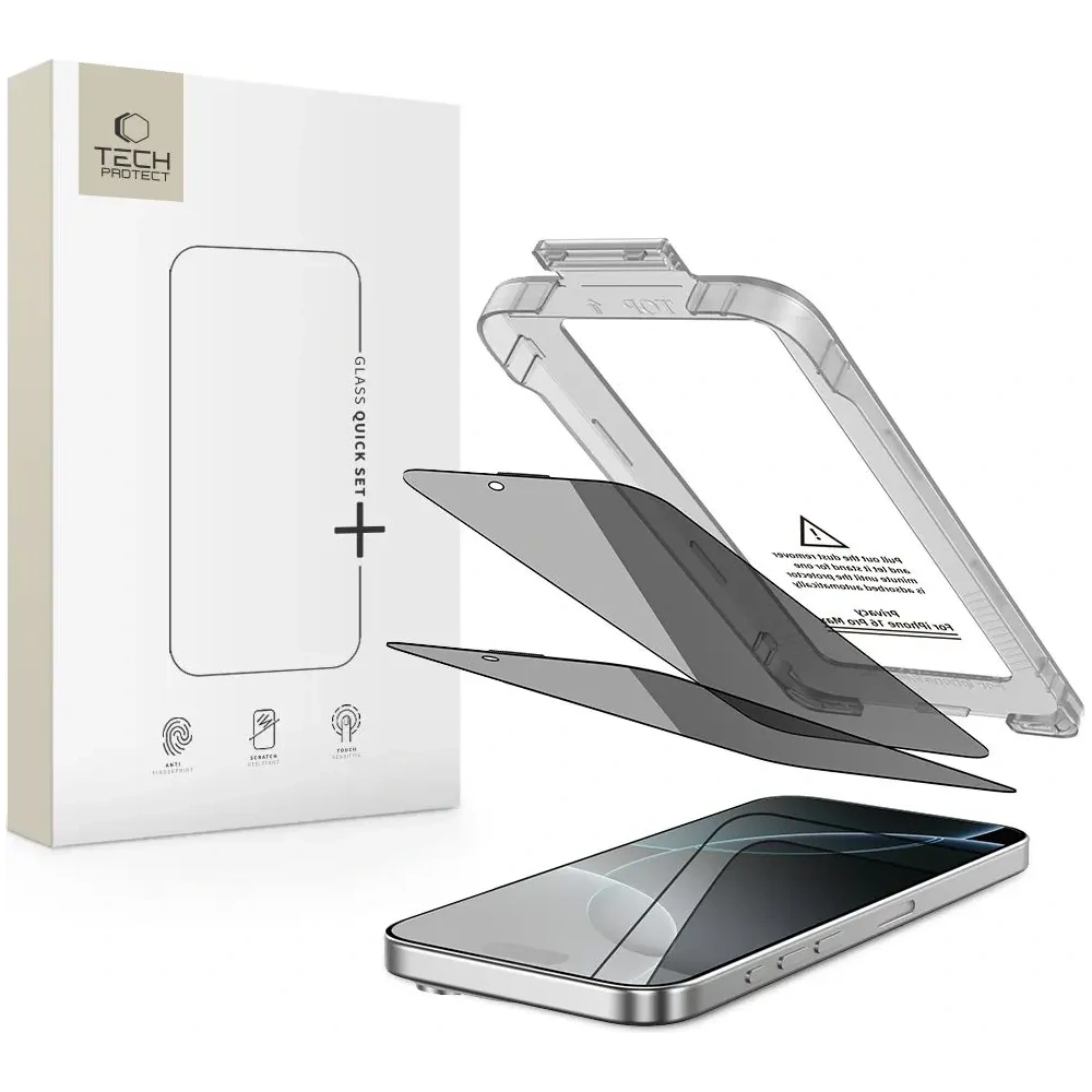 Szkło prywatyzujące Tech-Protect Quick Set Spy+ do Apple iPhone 16 Pro Privacy [2 PACK]
