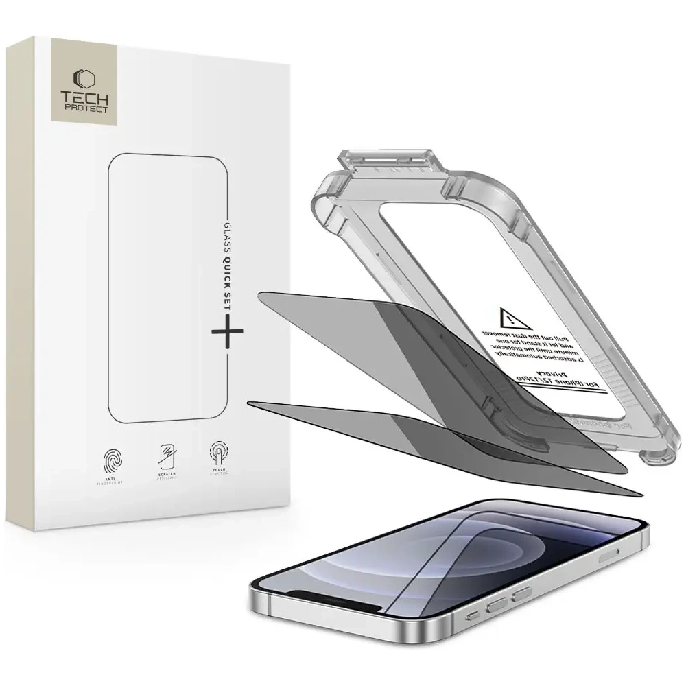Szkło prywatyzujące Tech-Protect Quick Set Spy+ do Apple iPhone 12 / 12 Pro Privacy [2 PACK]