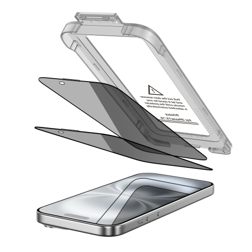 Szkło prywatyzujące Tech-Protect Quick Set Spy+ do Apple iPhone 15 / 16 Privacy [2 PACK]