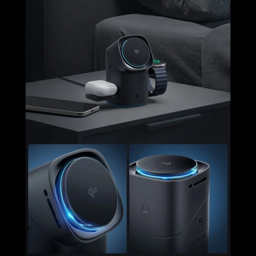 Ładowarka bezprzewodowa Spigen Essential EF223MS 3in1 Qi2 Rotary Magnetic MagSafe Wireless Charger Black