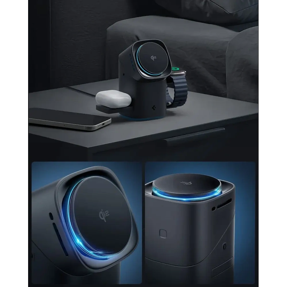 Ładowarka bezprzewodowa Spigen Essential EF223MS 3in1 Qi2 Rotary Magnetic MagSafe Wireless Charger Black