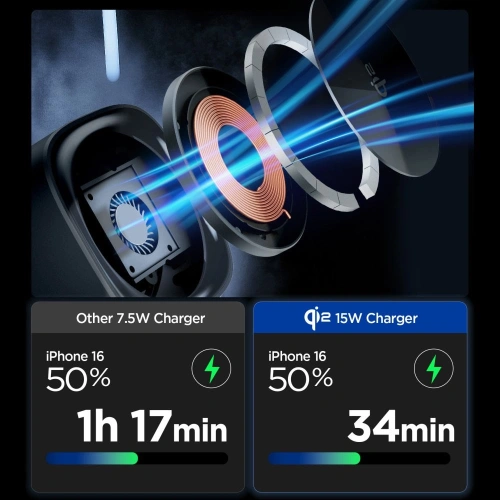 Ładowarka bezprzewodowa Spigen Essential EF223MS 3in1 Qi2 Rotary Magnetic MagSafe Wireless Charger Black