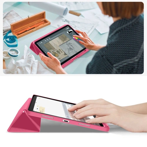 Etui Tech-Protect SmartCase Pen Canvas do Apple iPad 10.9" 2022 / 11" 2025 Magenta Bloom