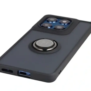 Etui z uchwytem na palec Bizon Case Hybrid Ring do Motorola Edge 60 Fusion / 60 przydymione z czarną ramką