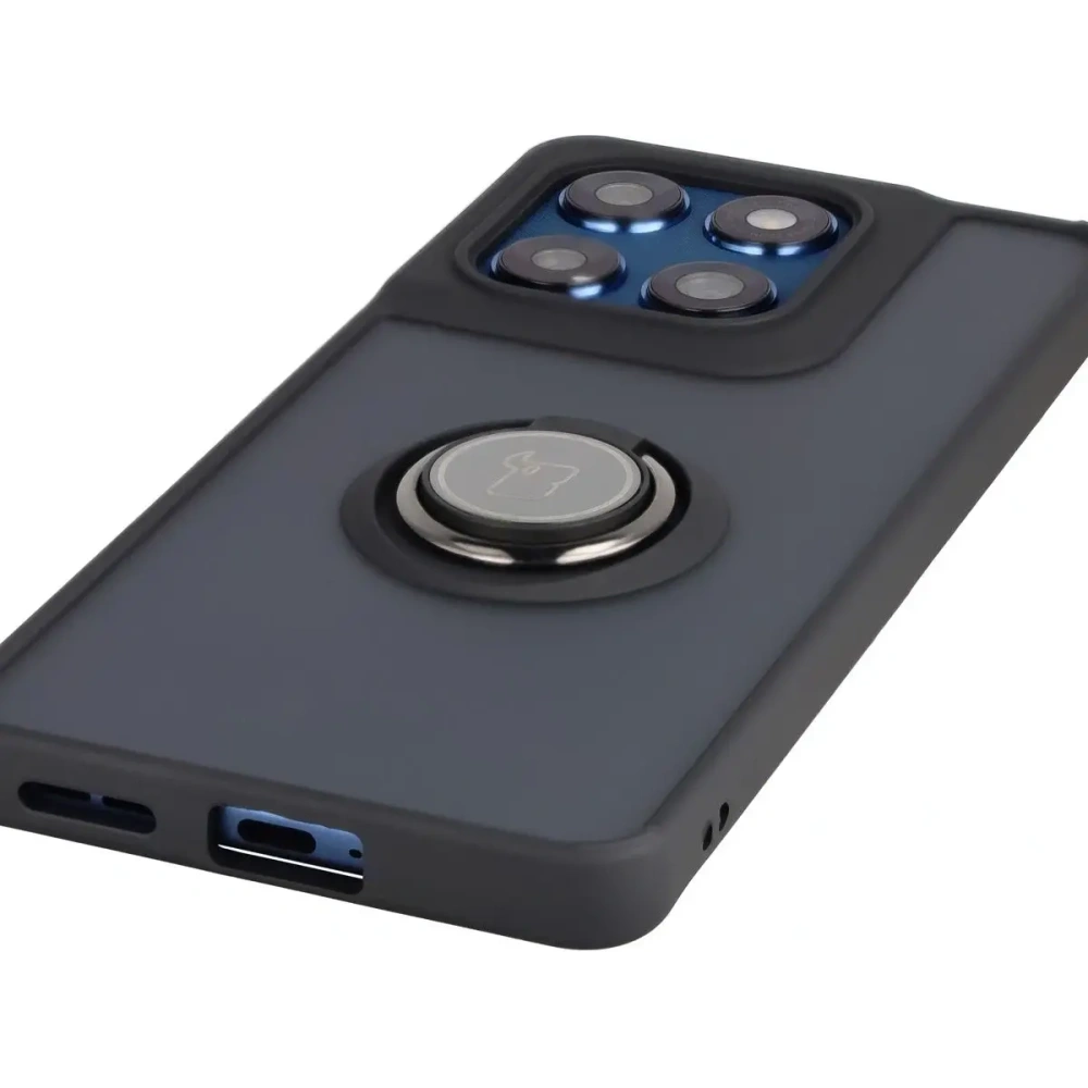 Etui z uchwytem na palec Bizon Case Hybrid Ring do Motorola Edge 60 Fusion / 60 przydymione z czarną ramką