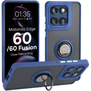 Bizon Case Hybrid Ring Motorola Edge 60 Fusion / 60 rauchig mit marineblau
