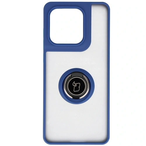 Etui z uchwytem na palec Bizon Case Hybrid Ring do Motorola Edge 60 Fusion / 60 przydymione z granatową ramką