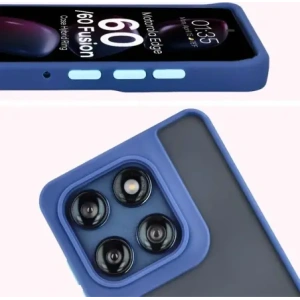 Etui z uchwytem na palec Bizon Case Hybrid Ring do Motorola Edge 60 Fusion / 60 przydymione z granatową ramką