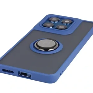 Etui z uchwytem na palec Bizon Case Hybrid Ring do Motorola Edge 60 Fusion / 60 przydymione z granatową ramką