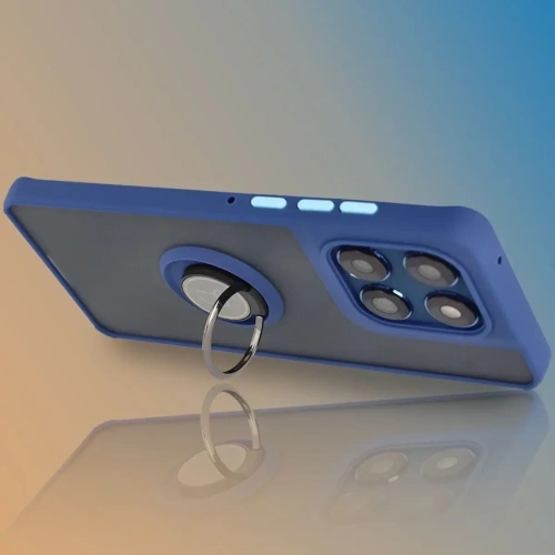 Etui z uchwytem na palec Bizon Case Hybrid Ring do Motorola Edge 60 Fusion / 60 przydymione z granatową ramką