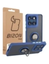 Etui z uchwytem na palec Bizon Case Hybrid Ring do Motorola Edge 60 Fusion / 60 przydymione z granatową ramką