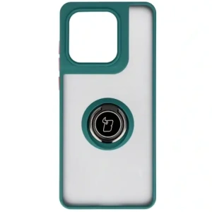 Bizon Case Hybrid Ring Motorola Edge 60 Fusion / 60 rauchig mit einem dunkelgrünen Rahmen