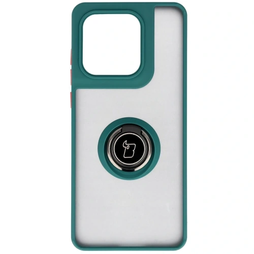 Etui z uchwytem na palec Bizon Case Hybrid Ring do Motorola Edge 60 Fusion / 60 przydymione z ciemnozieloną ramką
